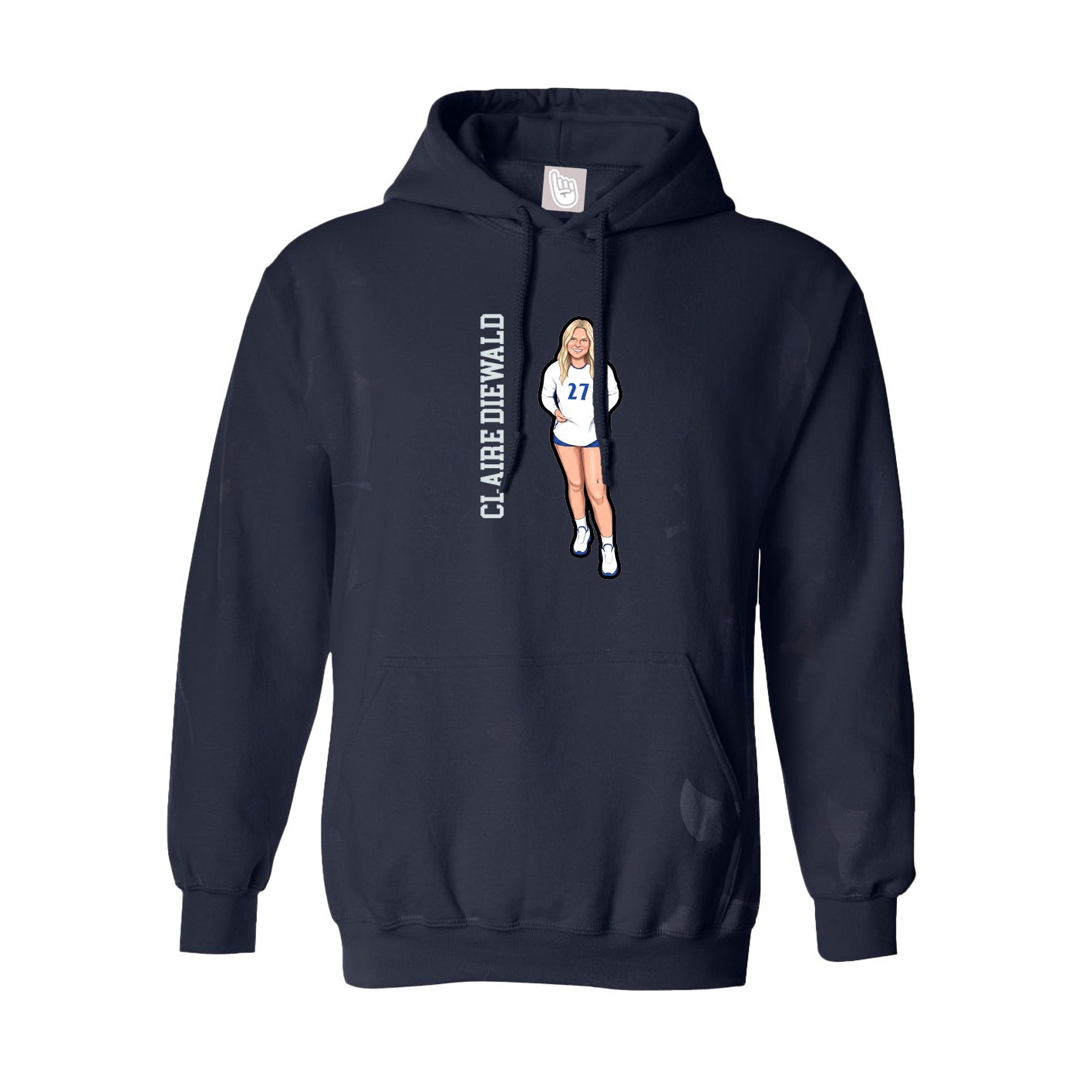 Youth Hoodie — Name Vertical in Navy