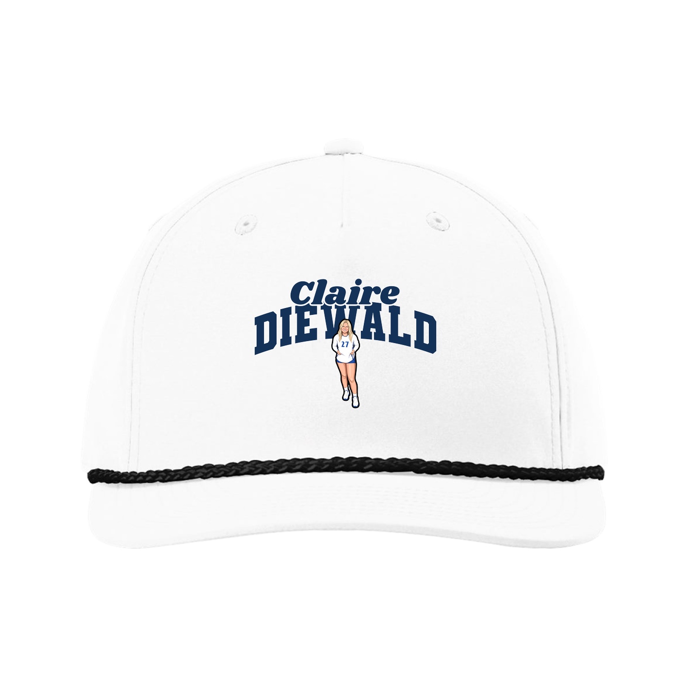Five-Panel Classic Rope Cap — Signature Arch in White