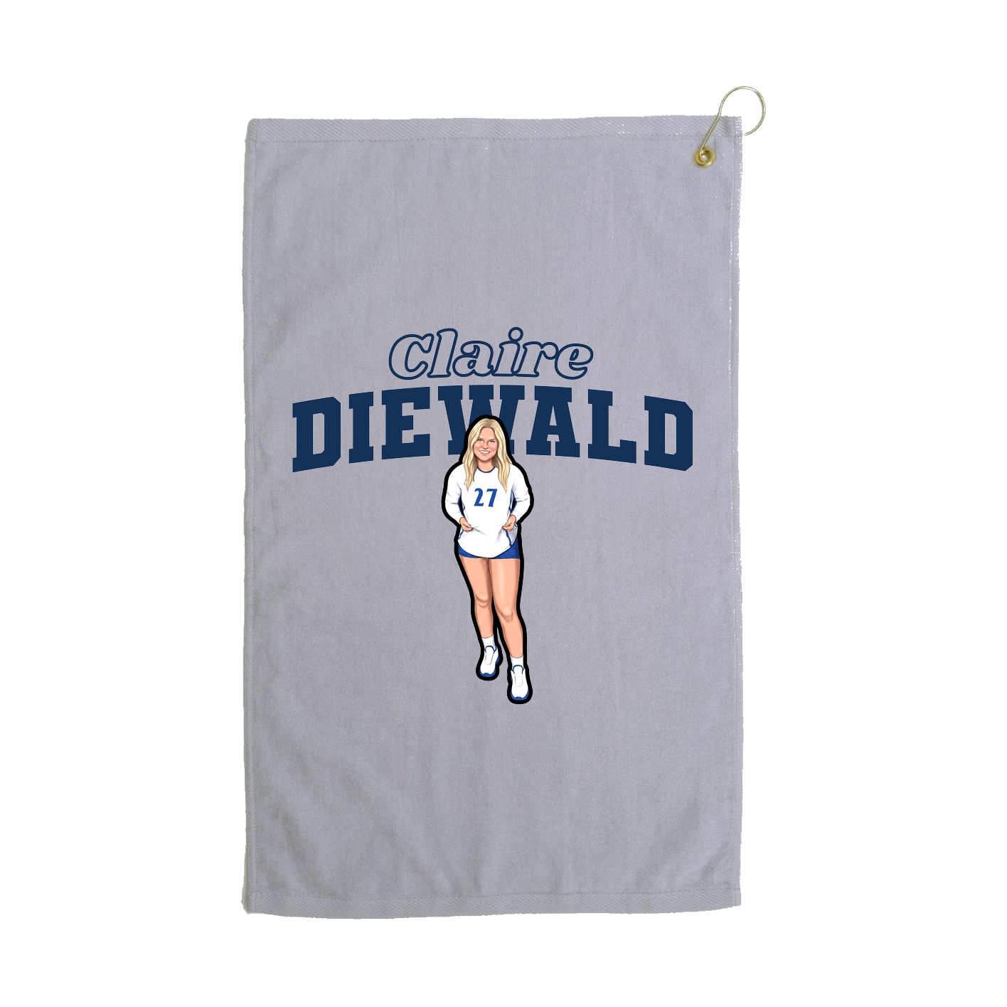 Golf Towel — Name Arch in Grey