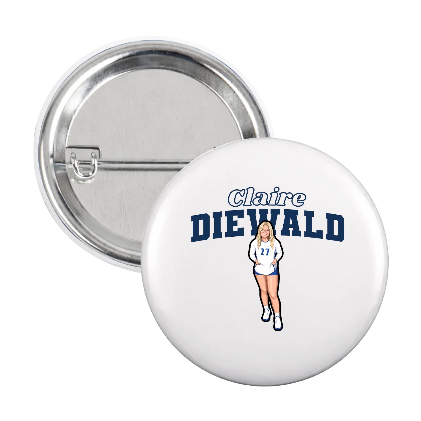 Game Day Button — Name Arch in White