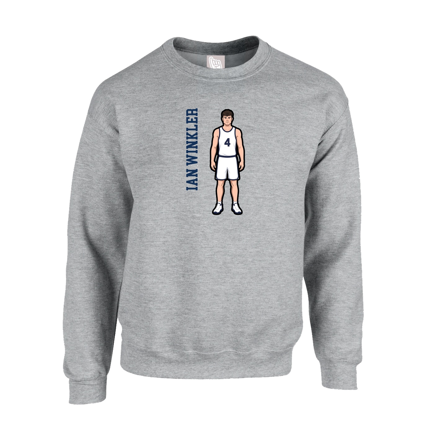 Fleece Crew — Name Vertical in Grey