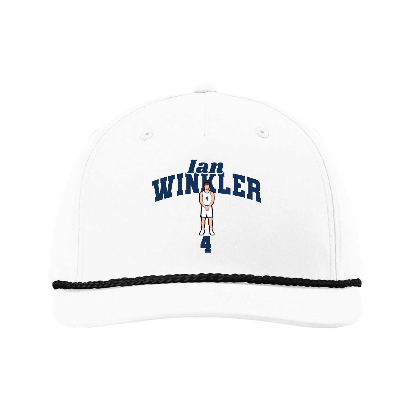 Five-Panel Classic Rope Cap — Signature Arch in White
