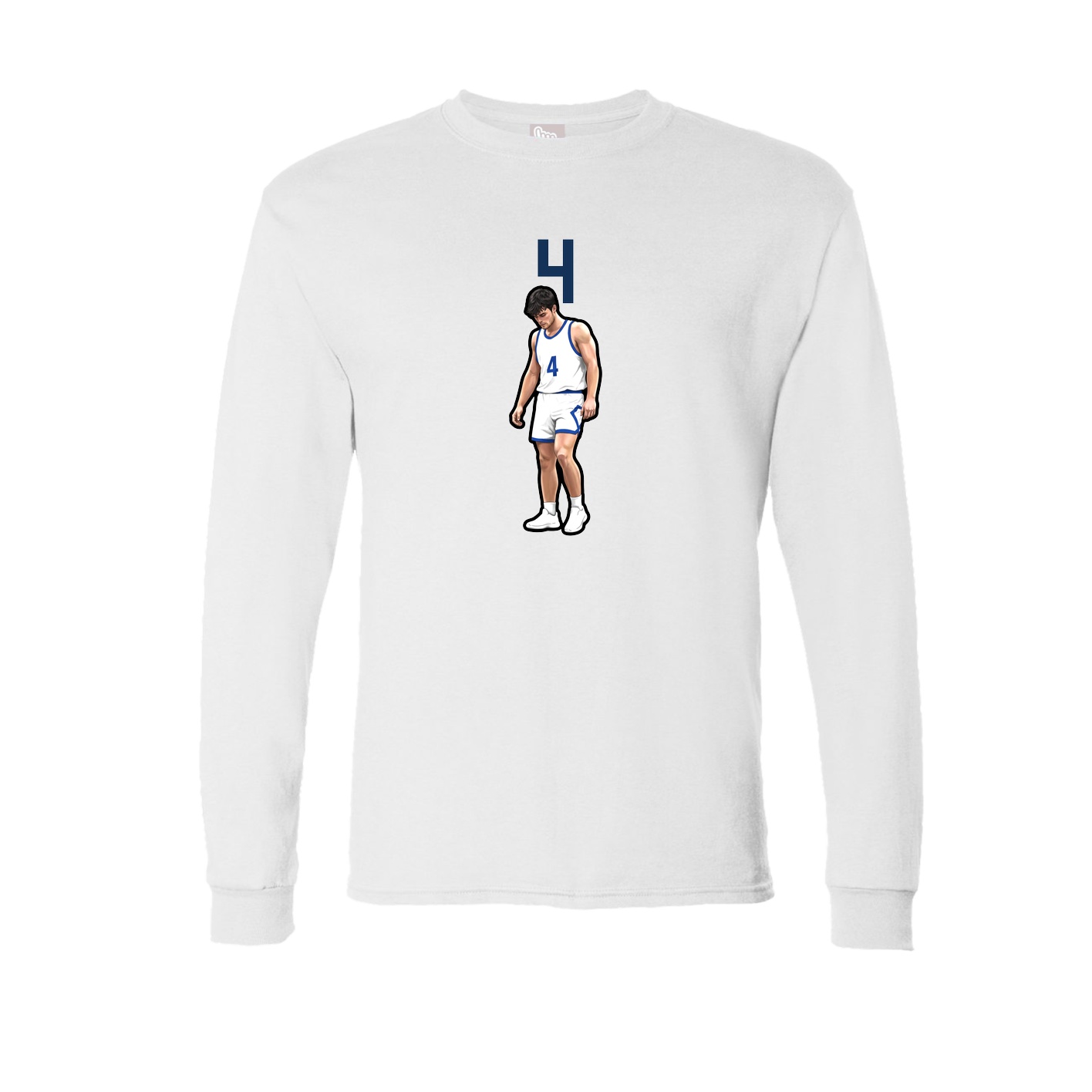 Long Sleeve Tee — Number Top in White