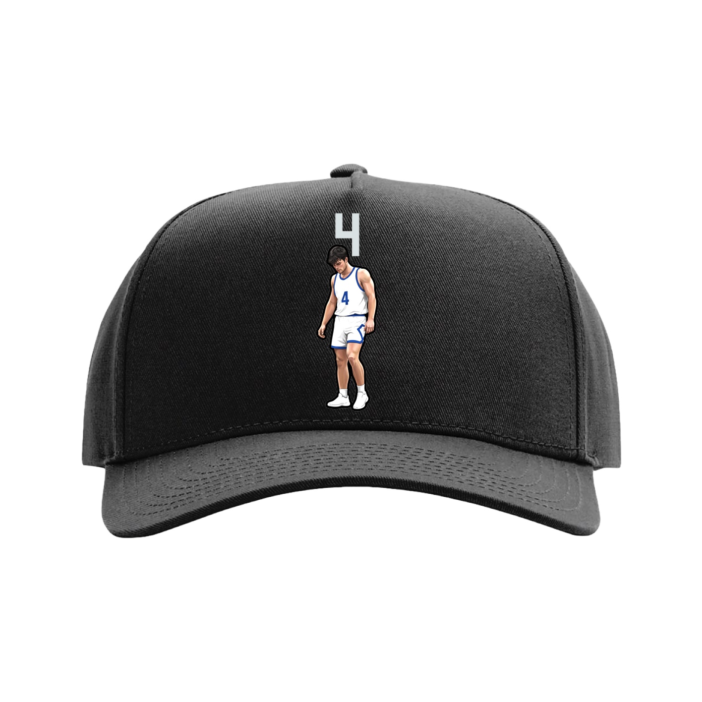 Full Fabric Five-Panel Champ Cap — Number Top in Black
