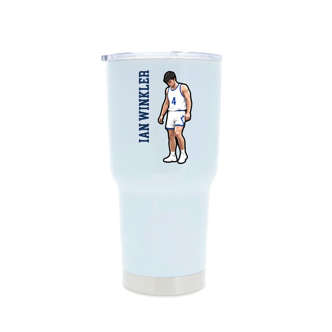 30oz Stainless Steel Tumbler — Name Vertical in White