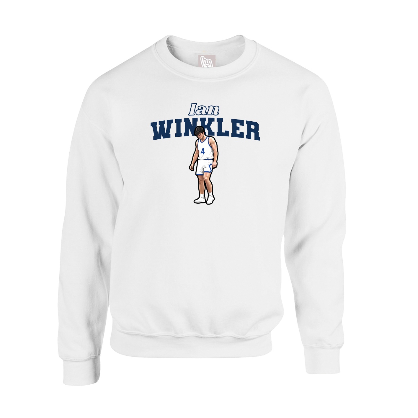Fleece Crew — Name Arch in White