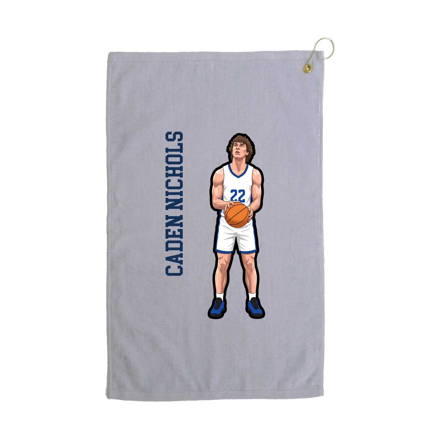 Golf Towel — Name Vertical in Grey