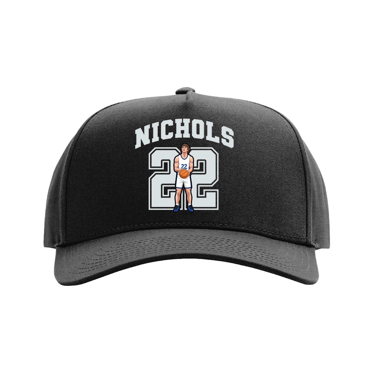 Full Fabric Five-Panel Champ Cap — Number in Black