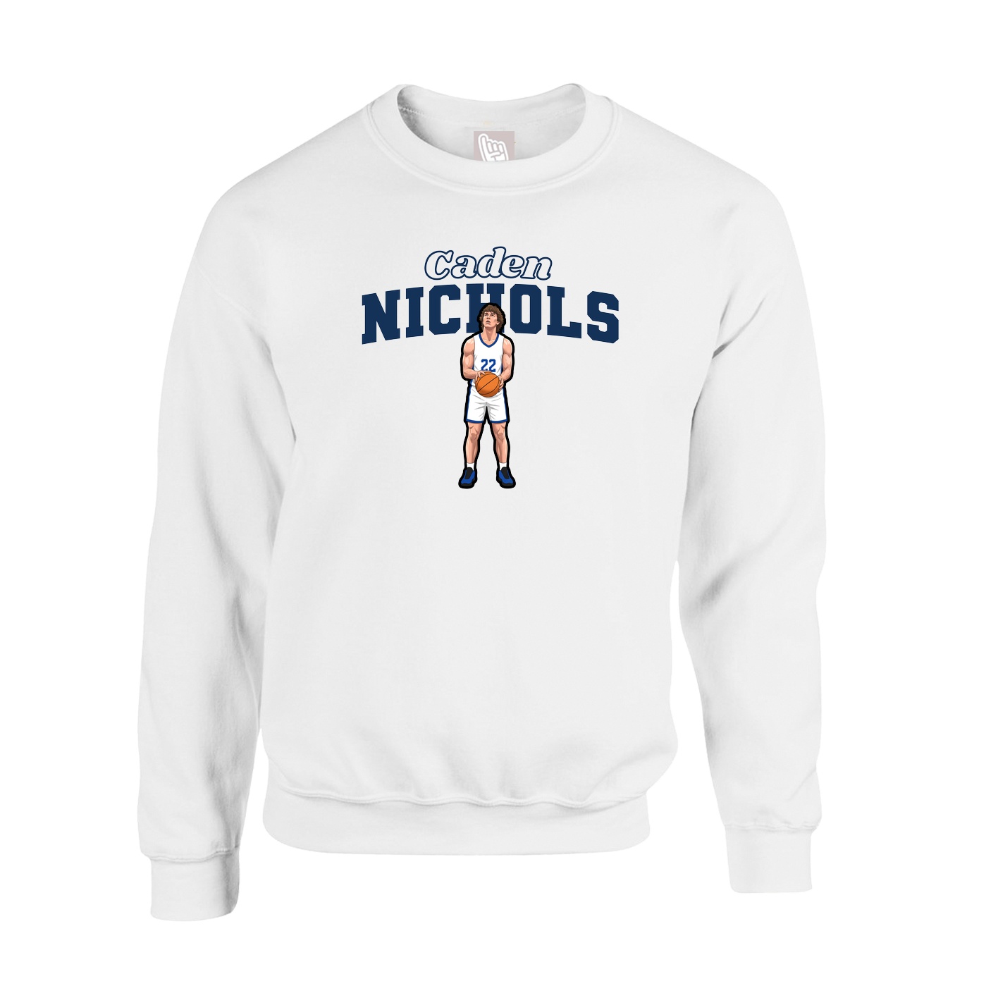 Fleece Crew — Name Arch in White
