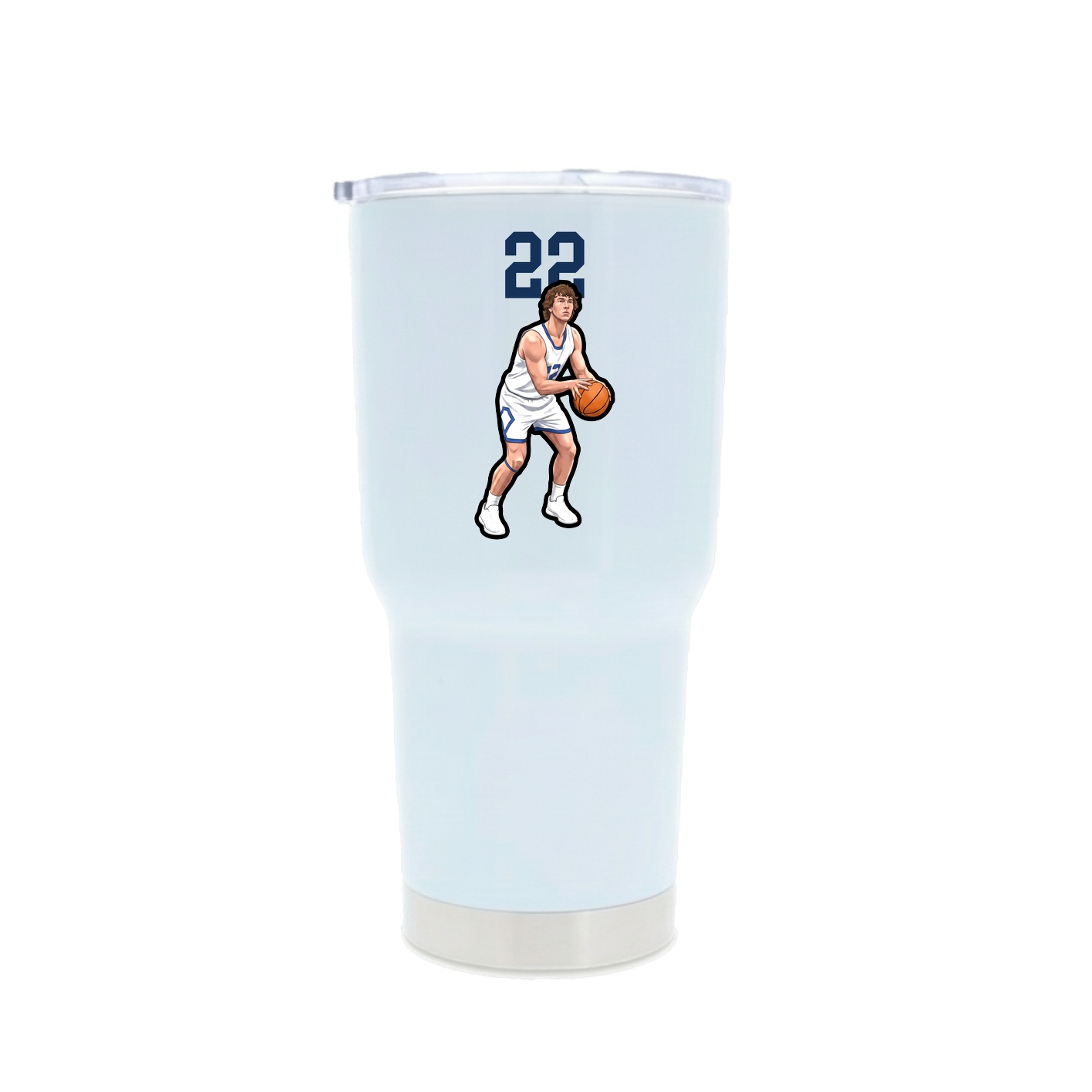 30oz Stainless Steel Tumbler — Number Top in White