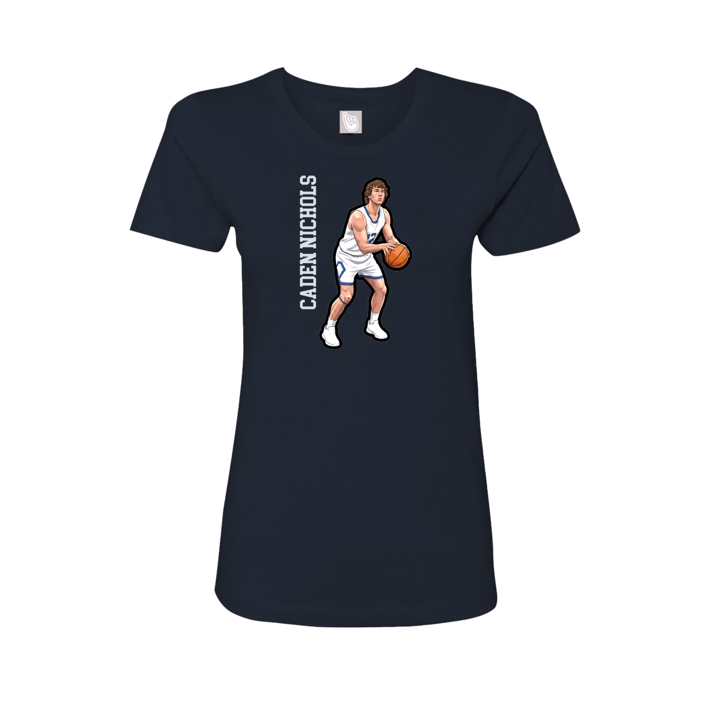 Fitted Women's Tee — Name Vertical in Navy