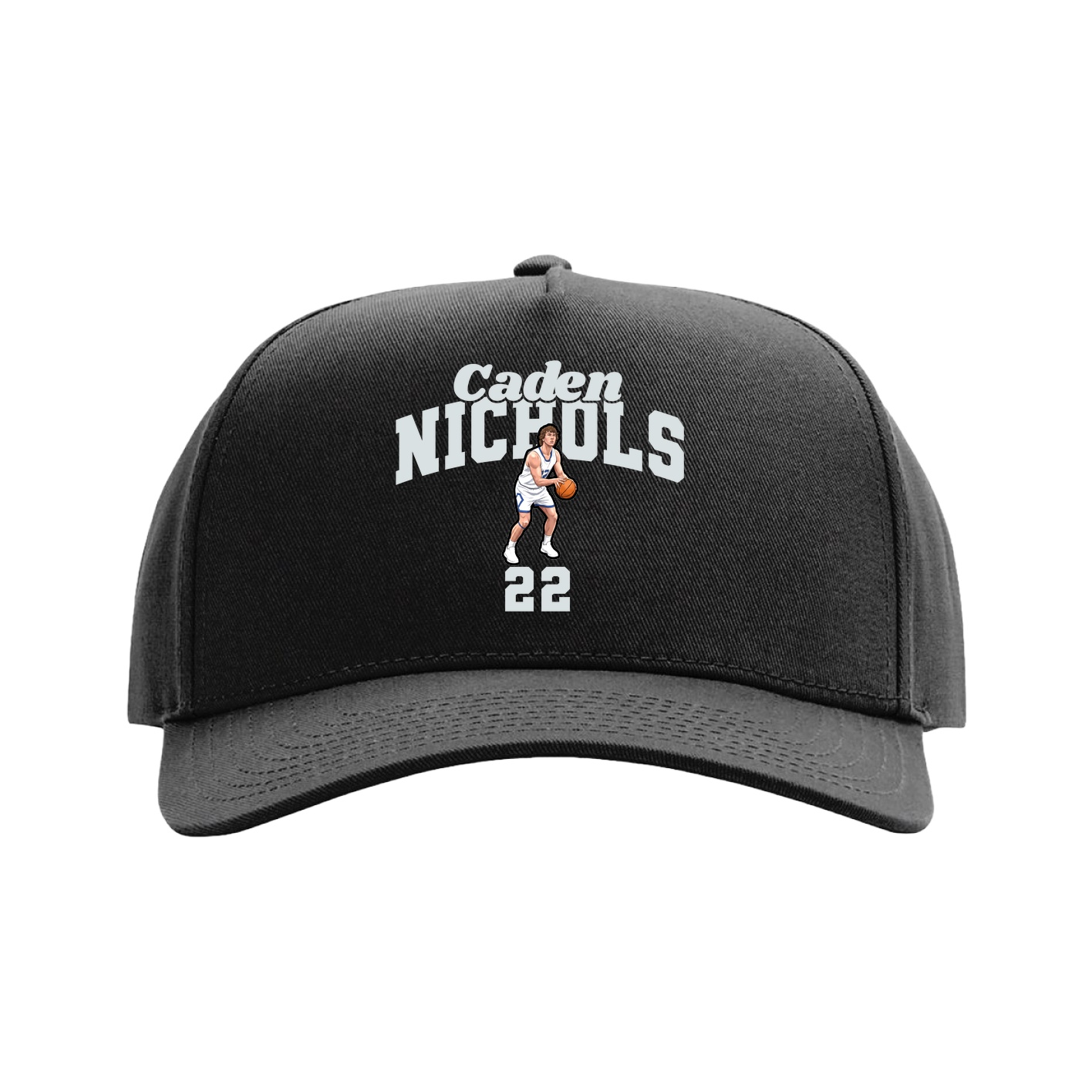 Full Fabric Five-Panel Champ Cap — Signature Arch in Black