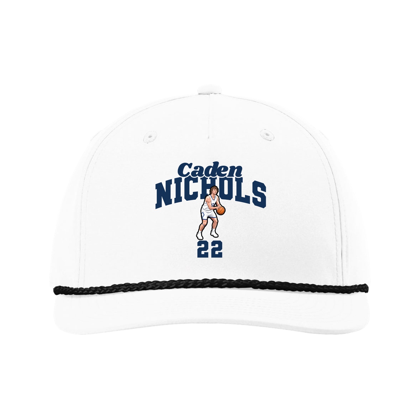 Five-Panel Classic Rope Cap — Signature Arch in White