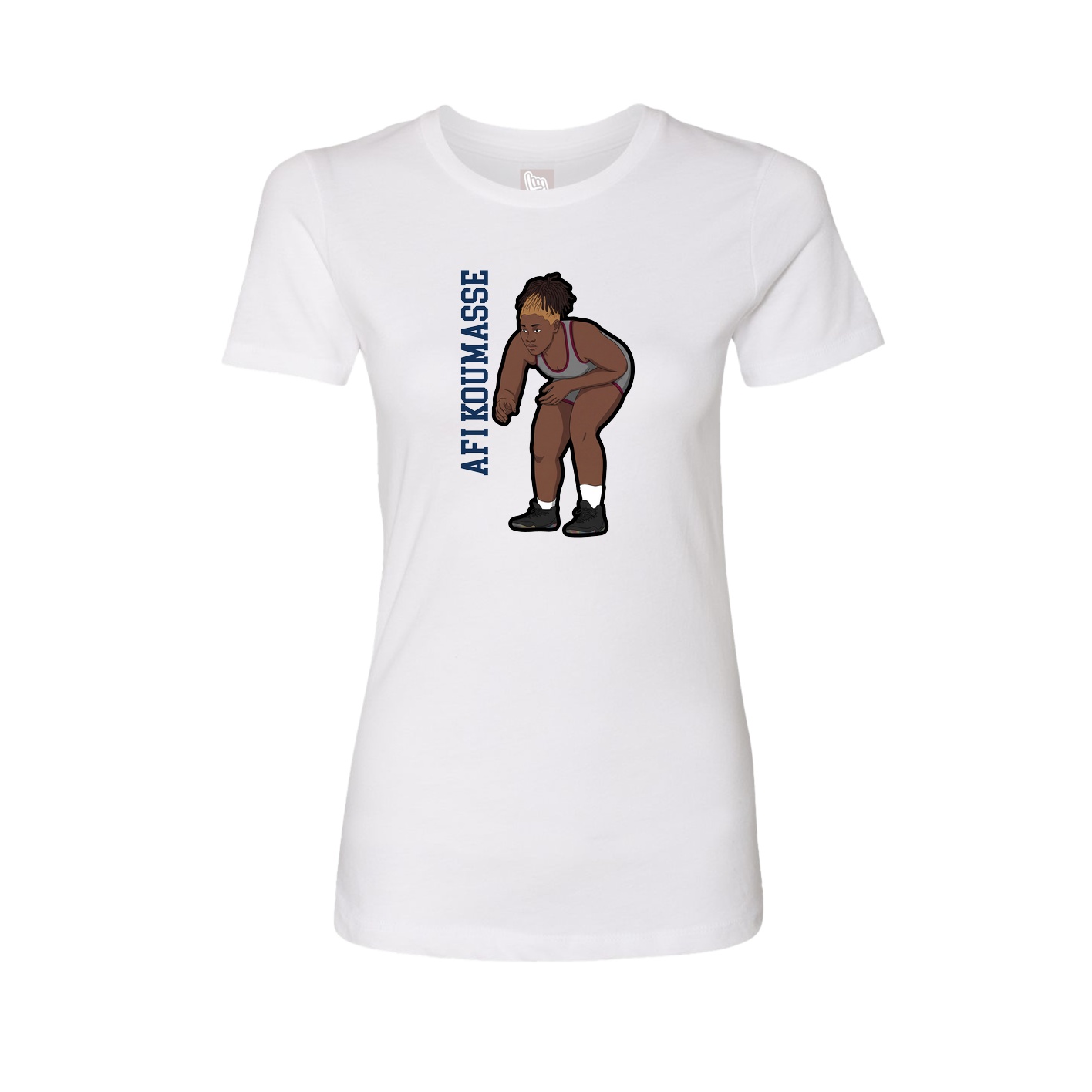 Fitted Women's Tee — Name Vertical in White