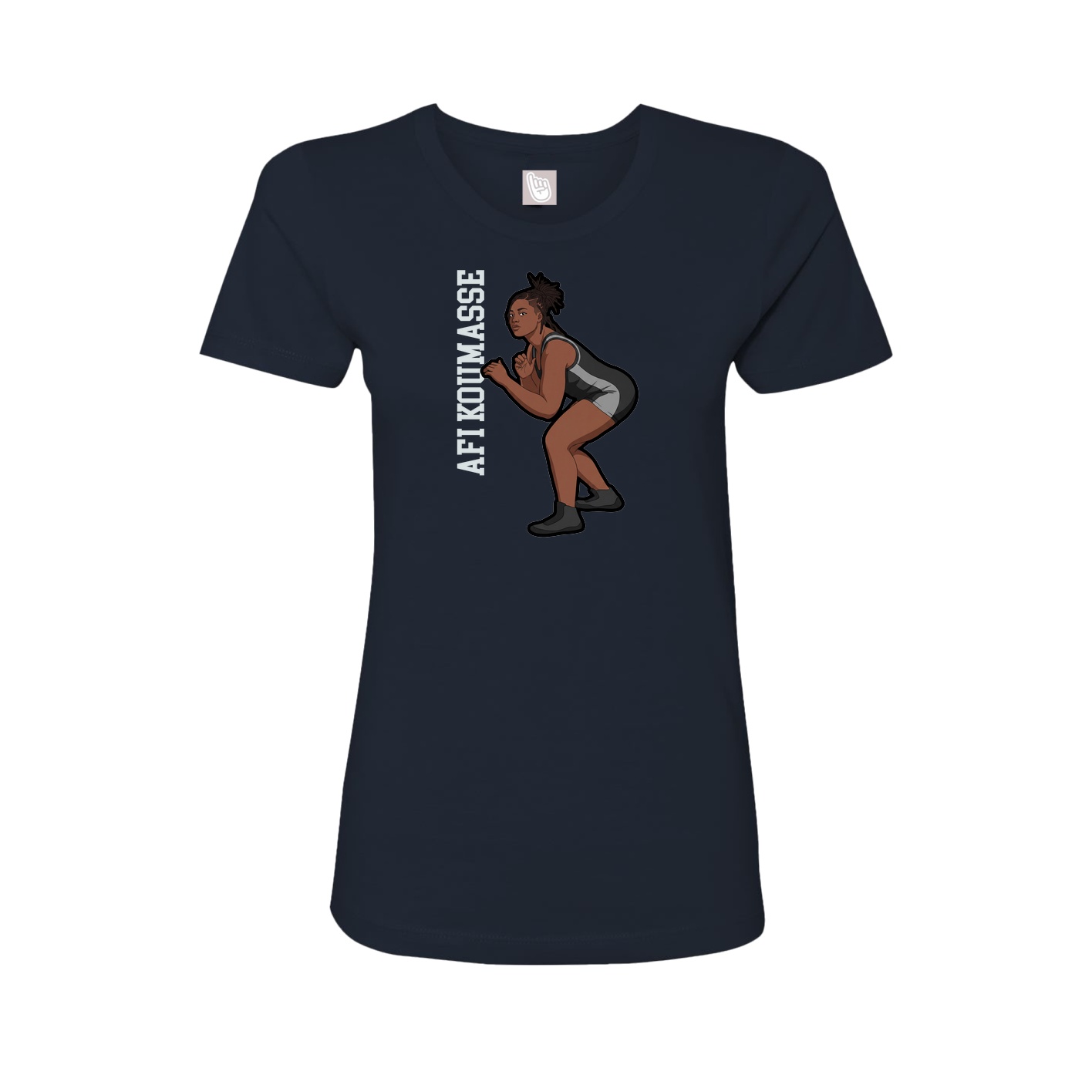 Fitted Women's Tee — Name Vertical in Navy