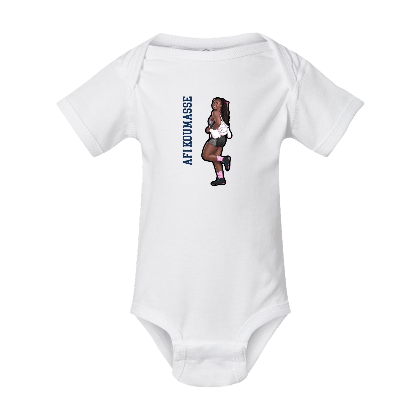 Baby Onesie — Name Vertical in White