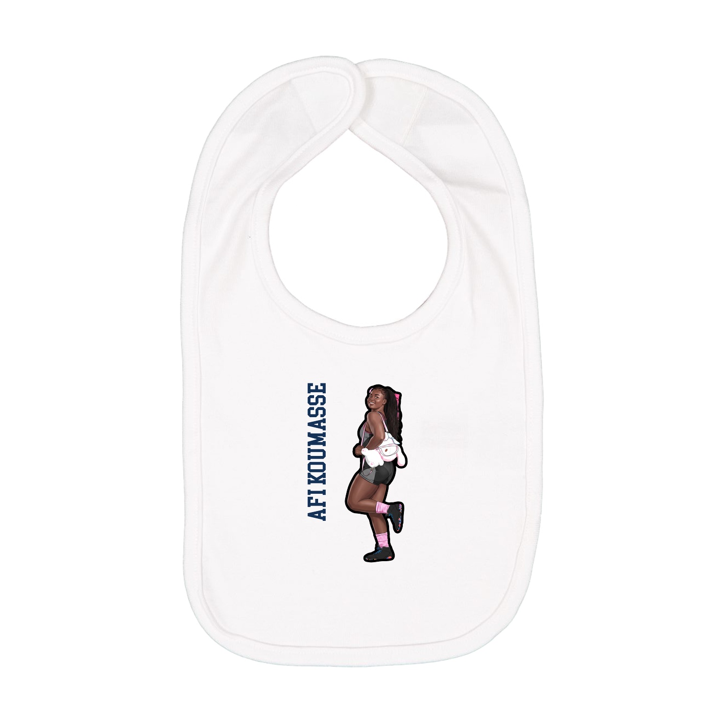 Infant Bib — Name Vertical in White
