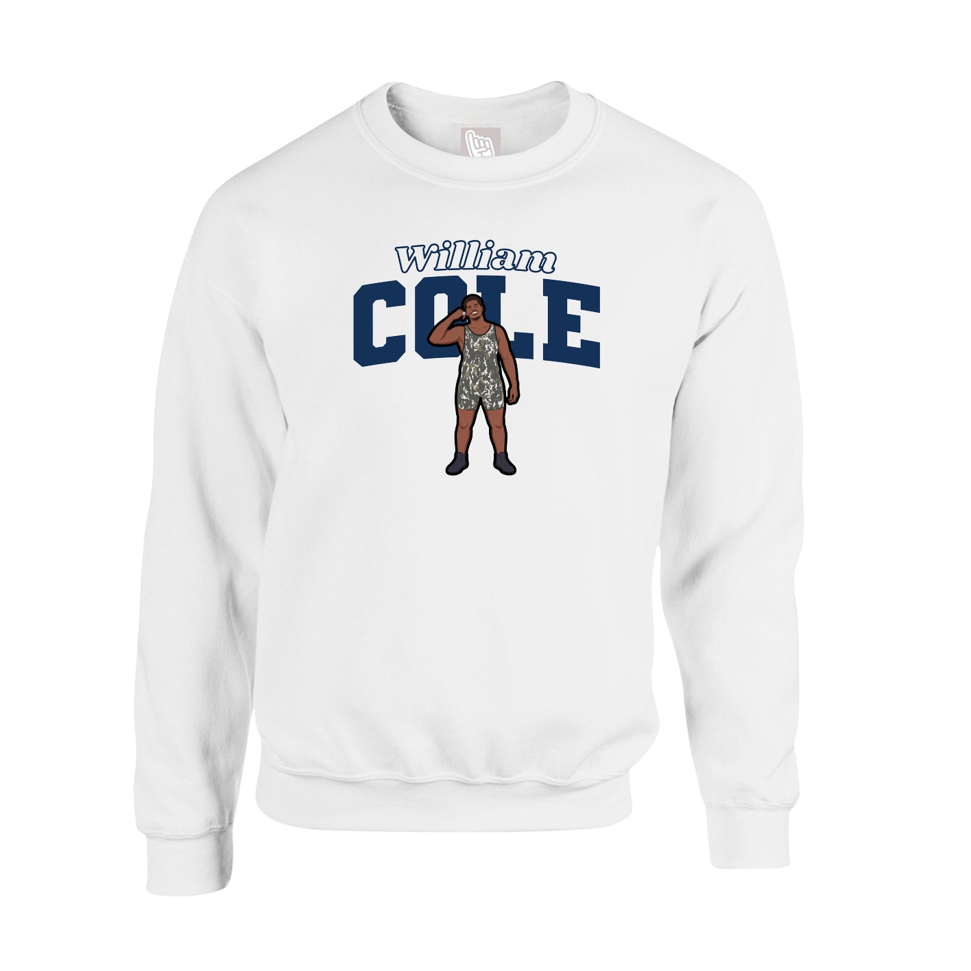 Fleece Crew — Name Arch in White