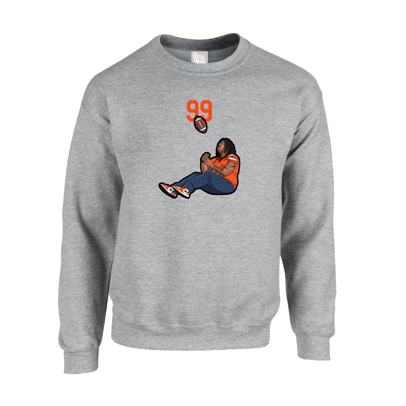Fleece Crew — Number Top in Grey