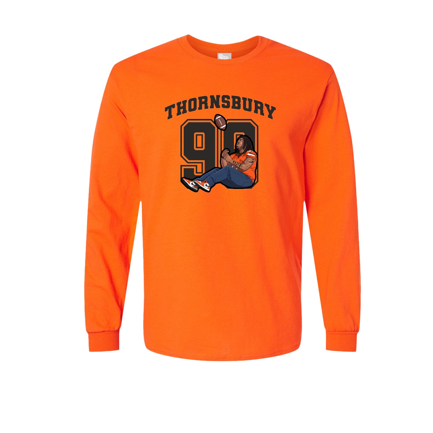 Long Sleeve Tee — Number in Orange