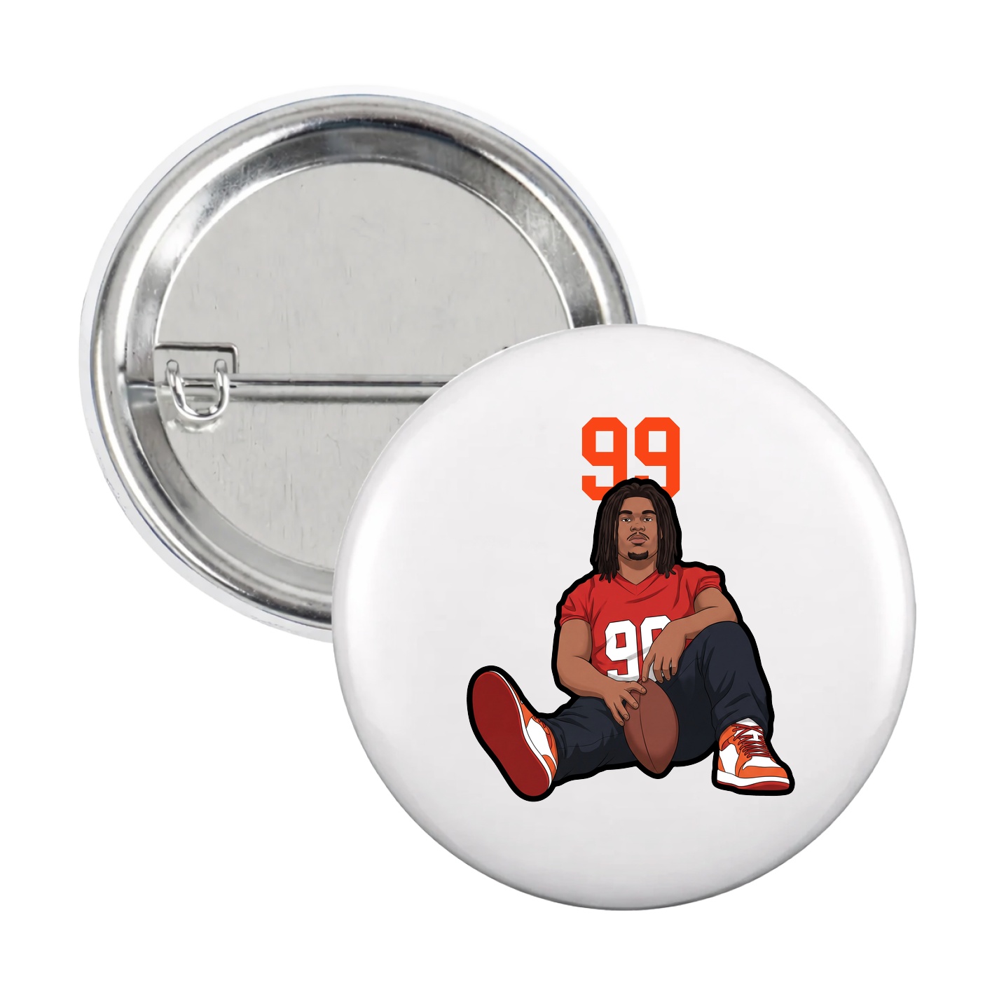 Game Day Button — Number Top in White