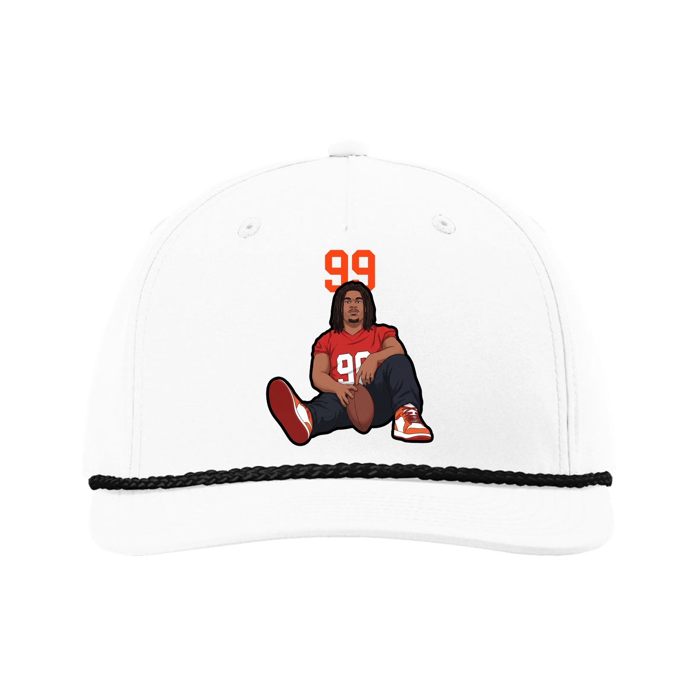 Five-Panel Classic Rope Cap — Number Top in White