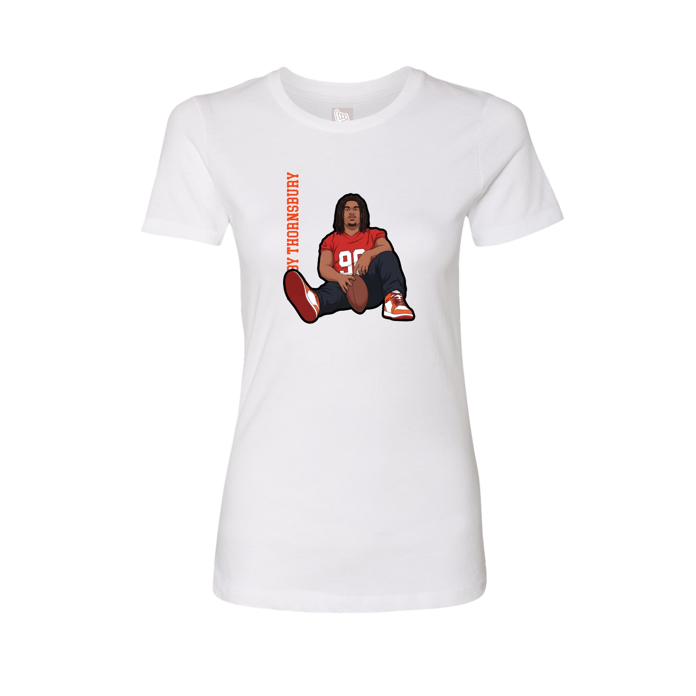 Fitted Women's Tee — Name Vertical in White