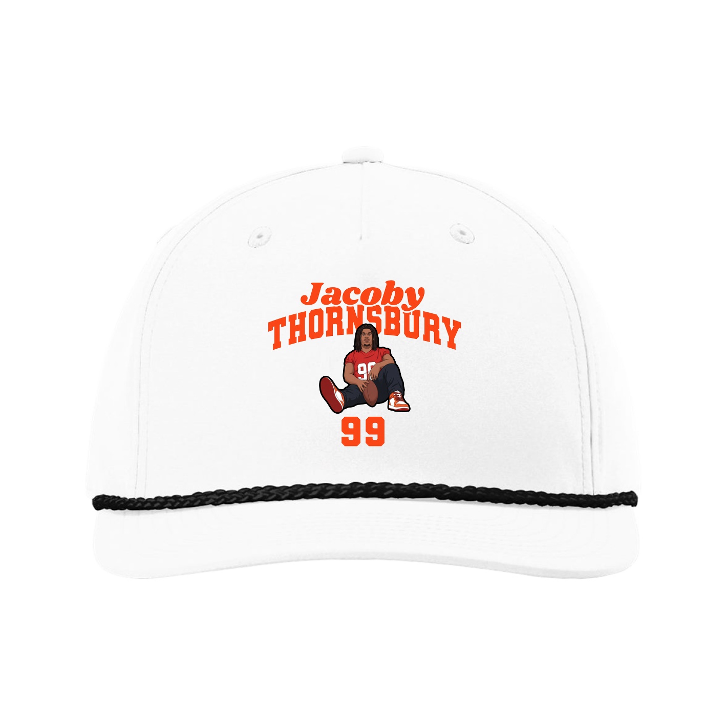 Five-Panel Classic Rope Cap — Signature Arch in White