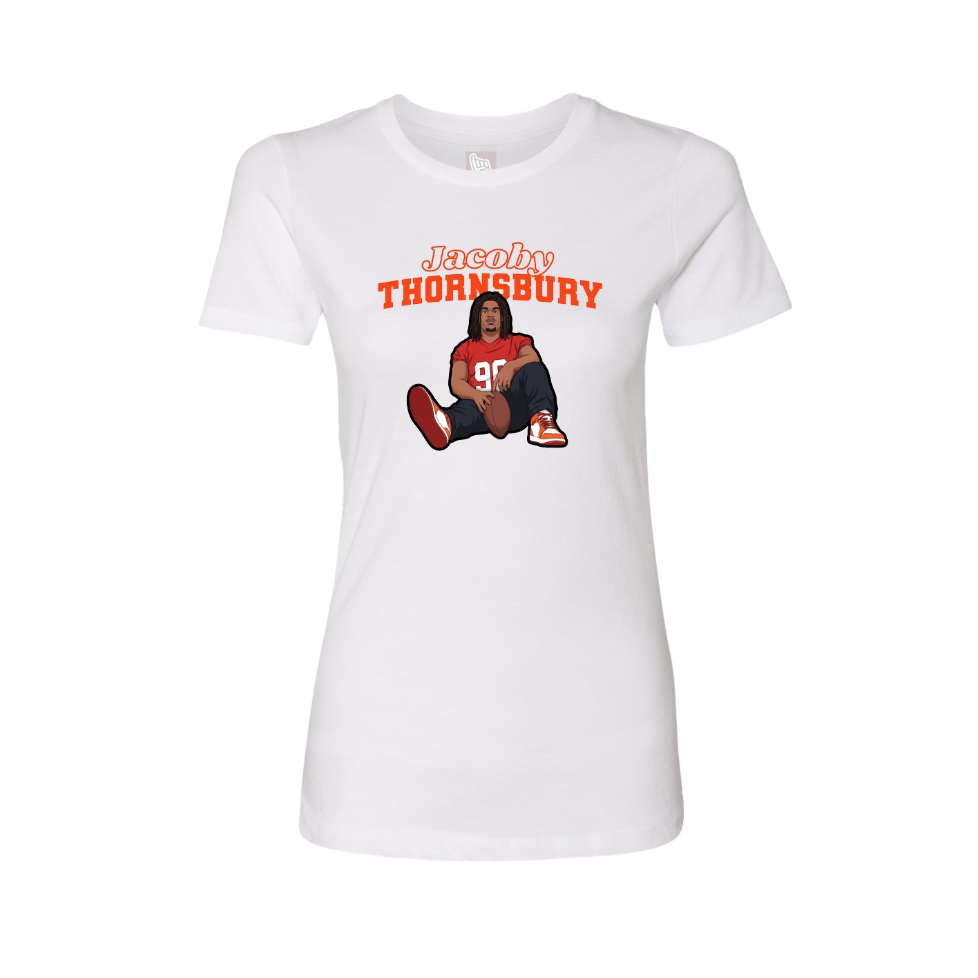 Fitted Women's Tee — Name Arch in White