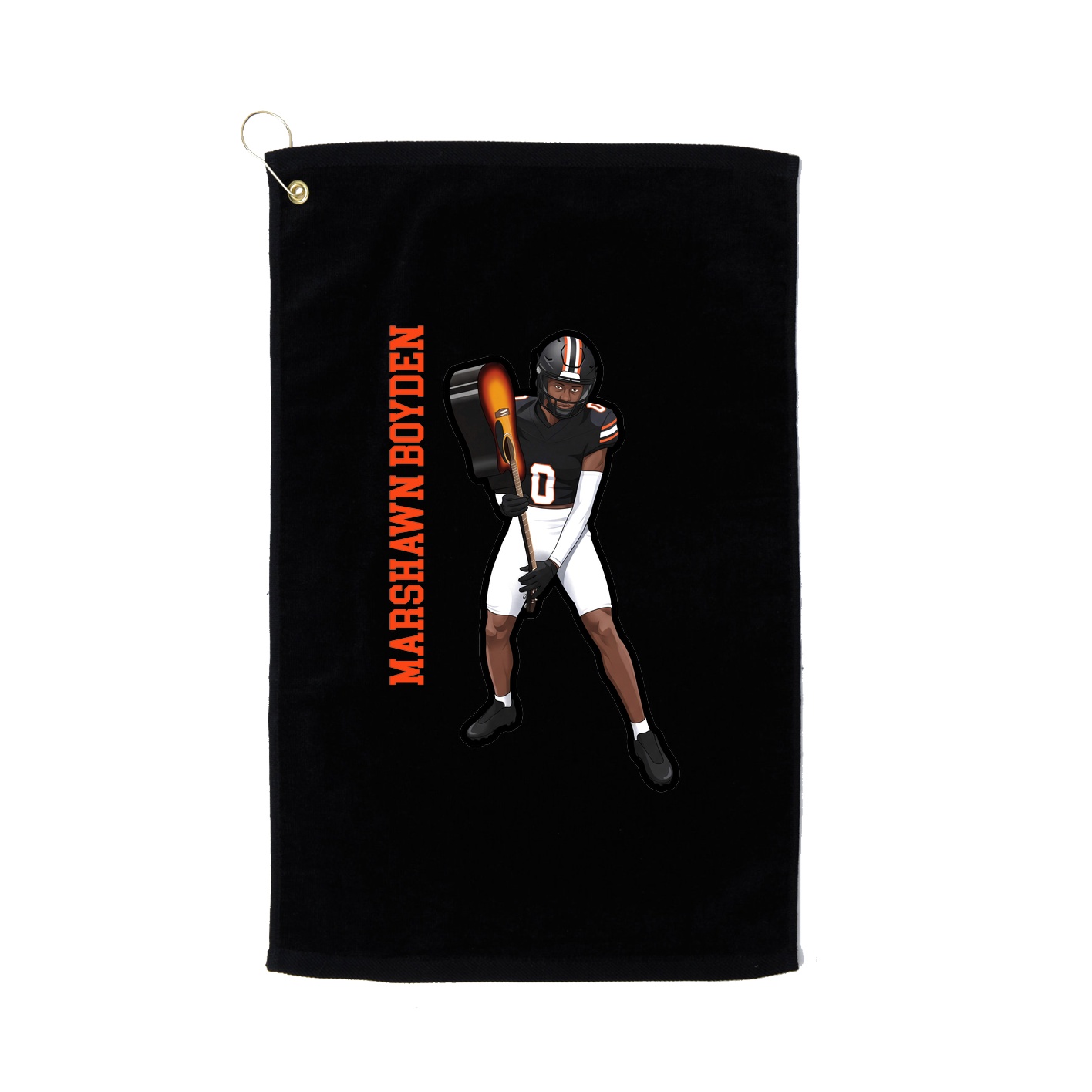 Golf Towel — Name Vertical in Black