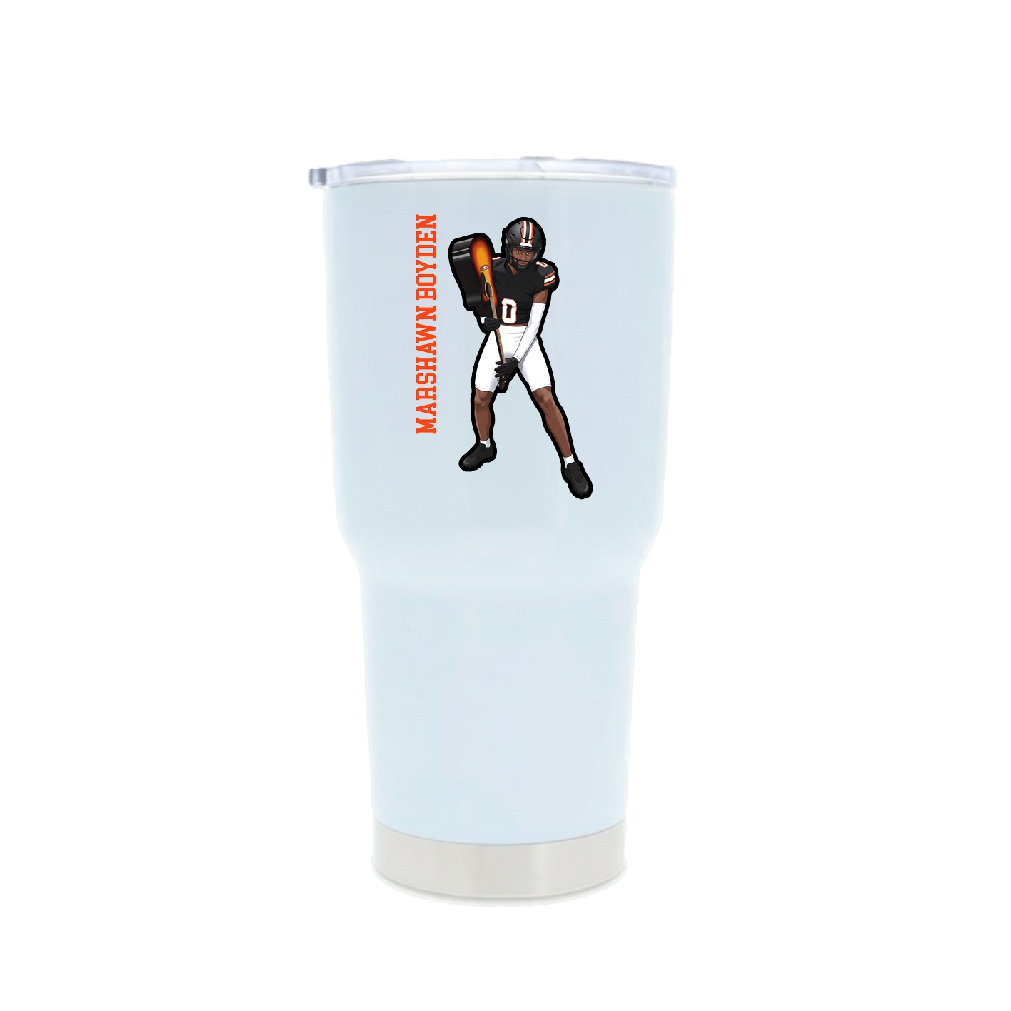 30oz Stainless Steel Tumbler — Name Vertical in White