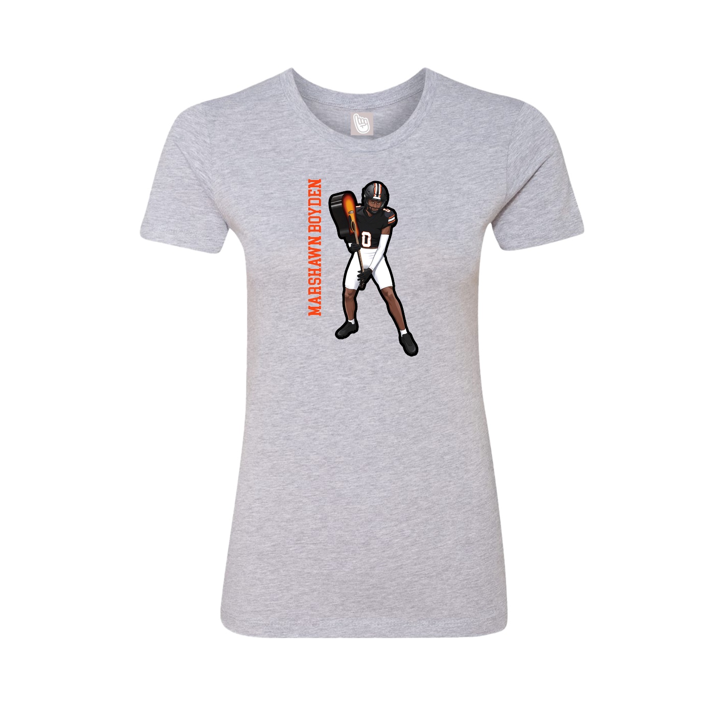 Fitted Women's Tee — Name Vertical in Grey