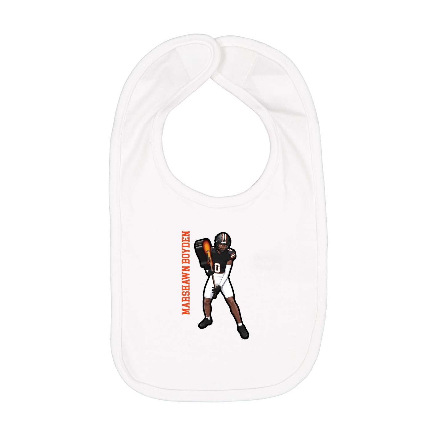 Infant Bib — Name Vertical in White
