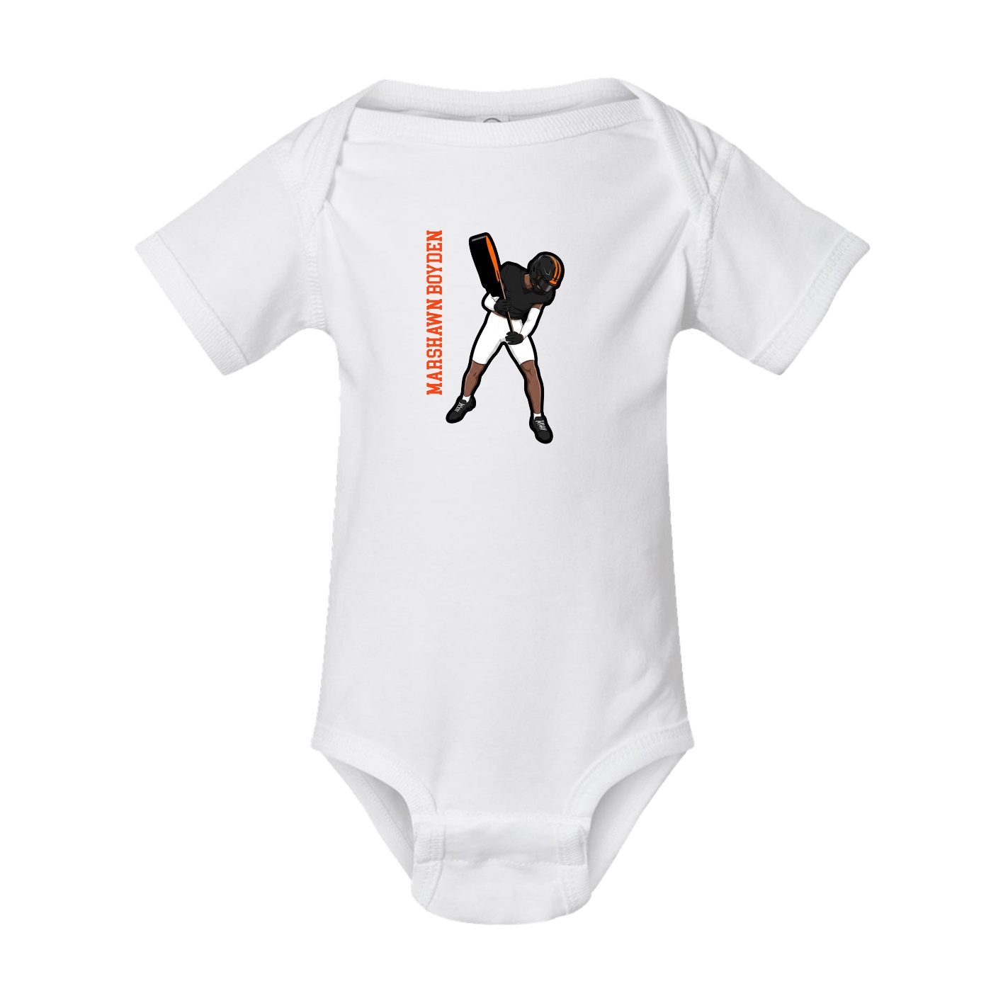 Baby Onesie — Name Vertical in White