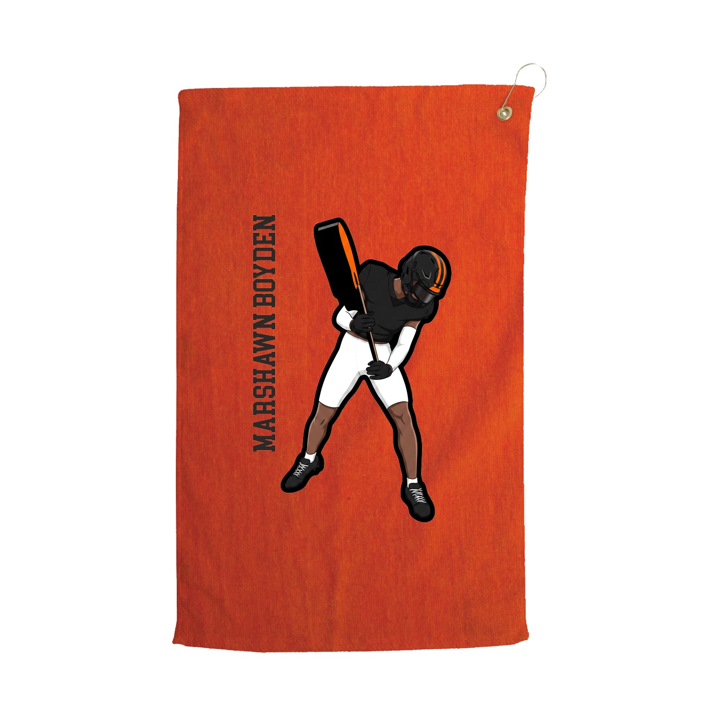 Golf Towel — Name Vertical in Orange
