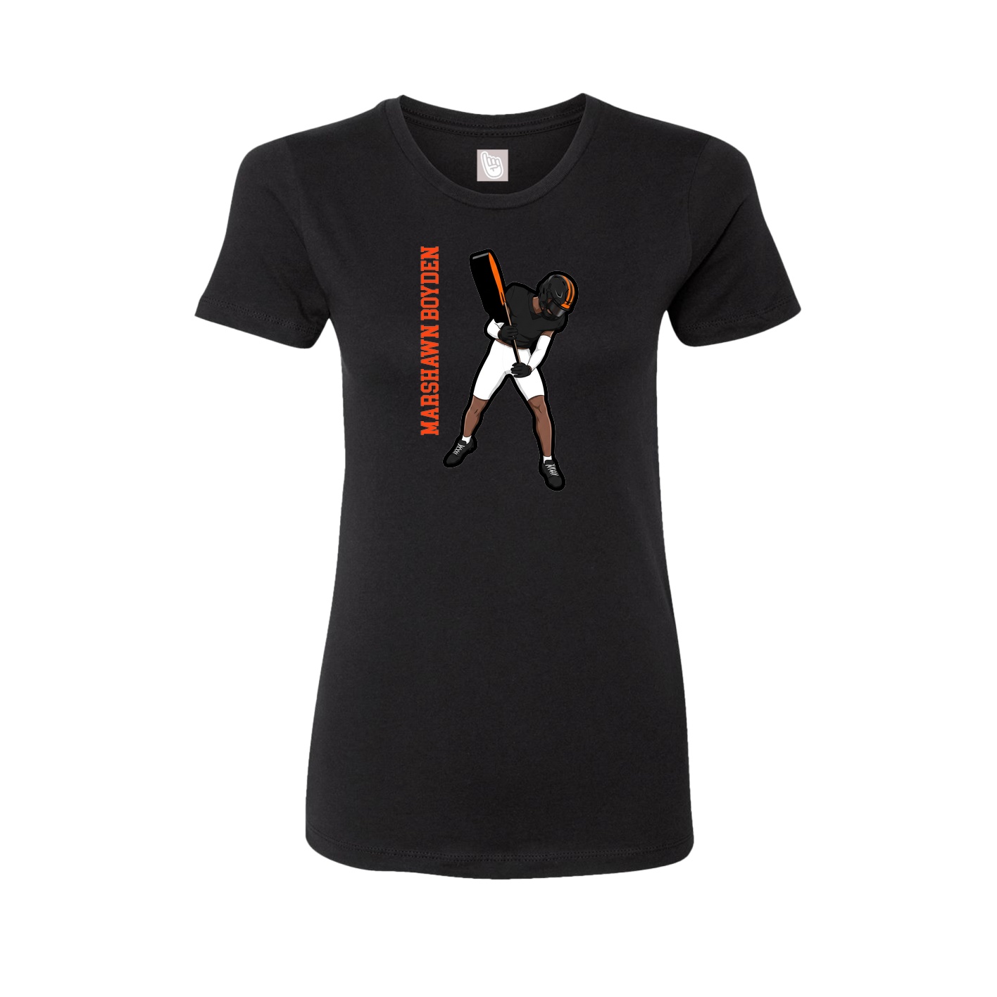 Fitted Women's Tee — Name Vertical in Black