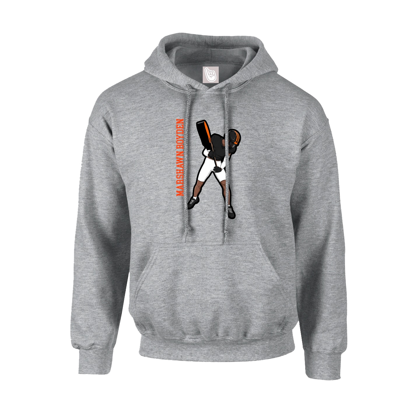 Youth Hoodie — Name Vertical in Grey