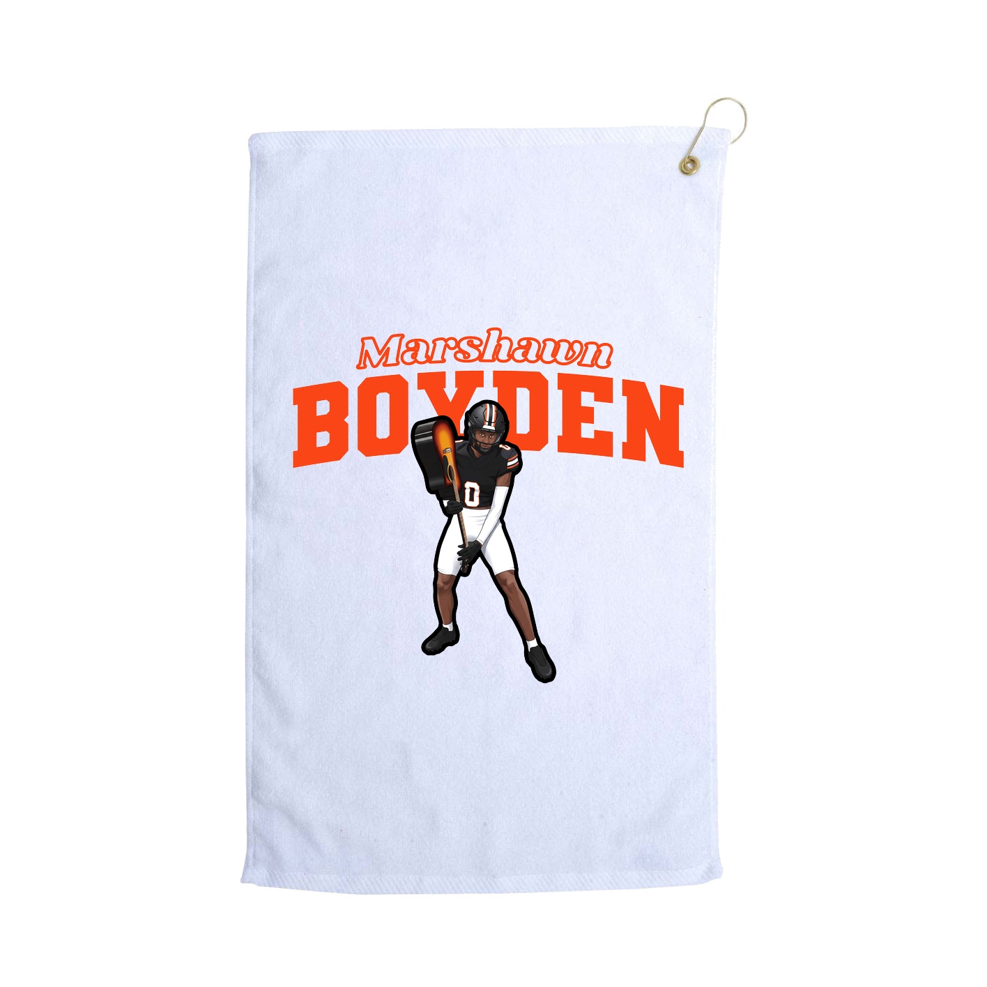 Golf Towel — Name Arch in White
