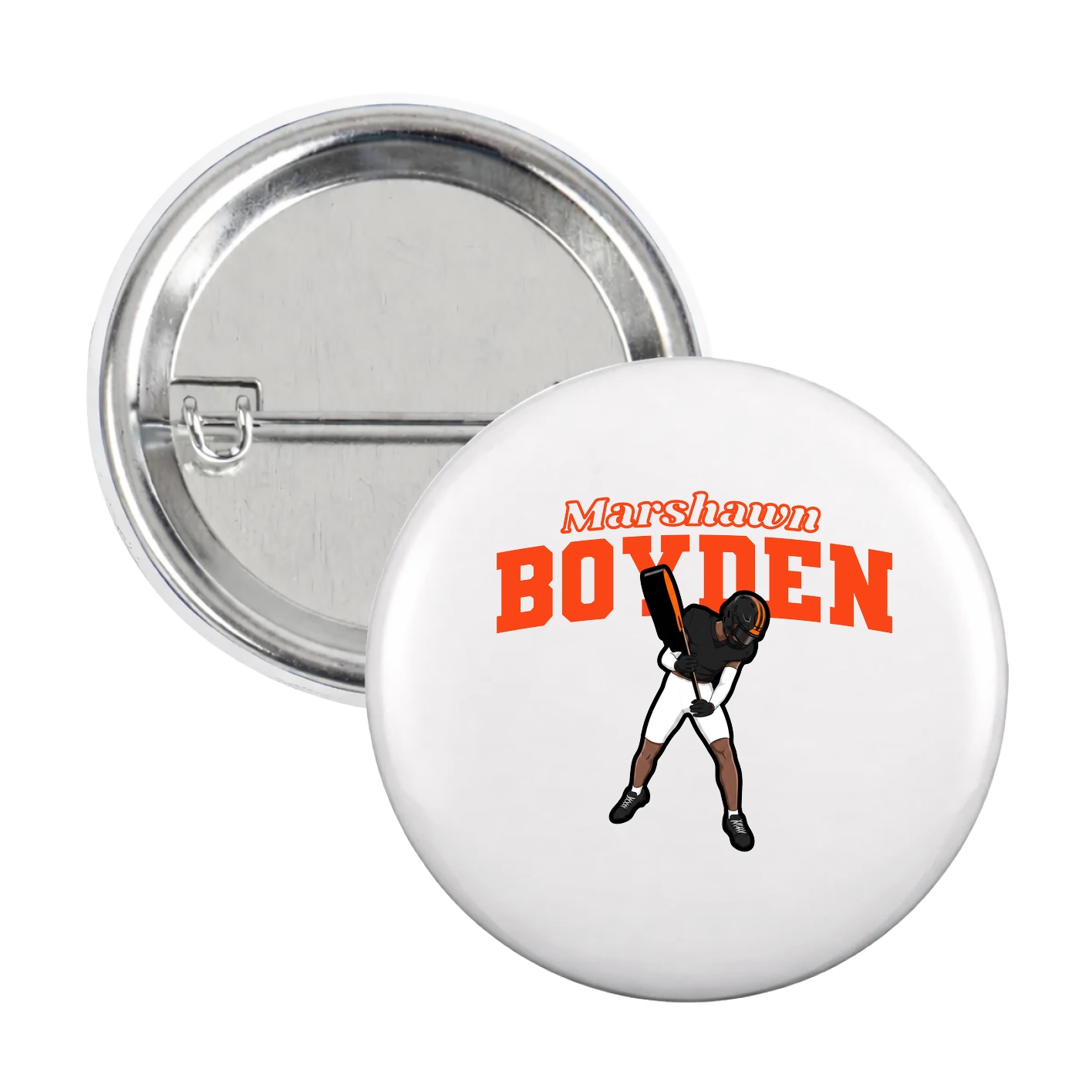 Game Day Button — Name Arch in White