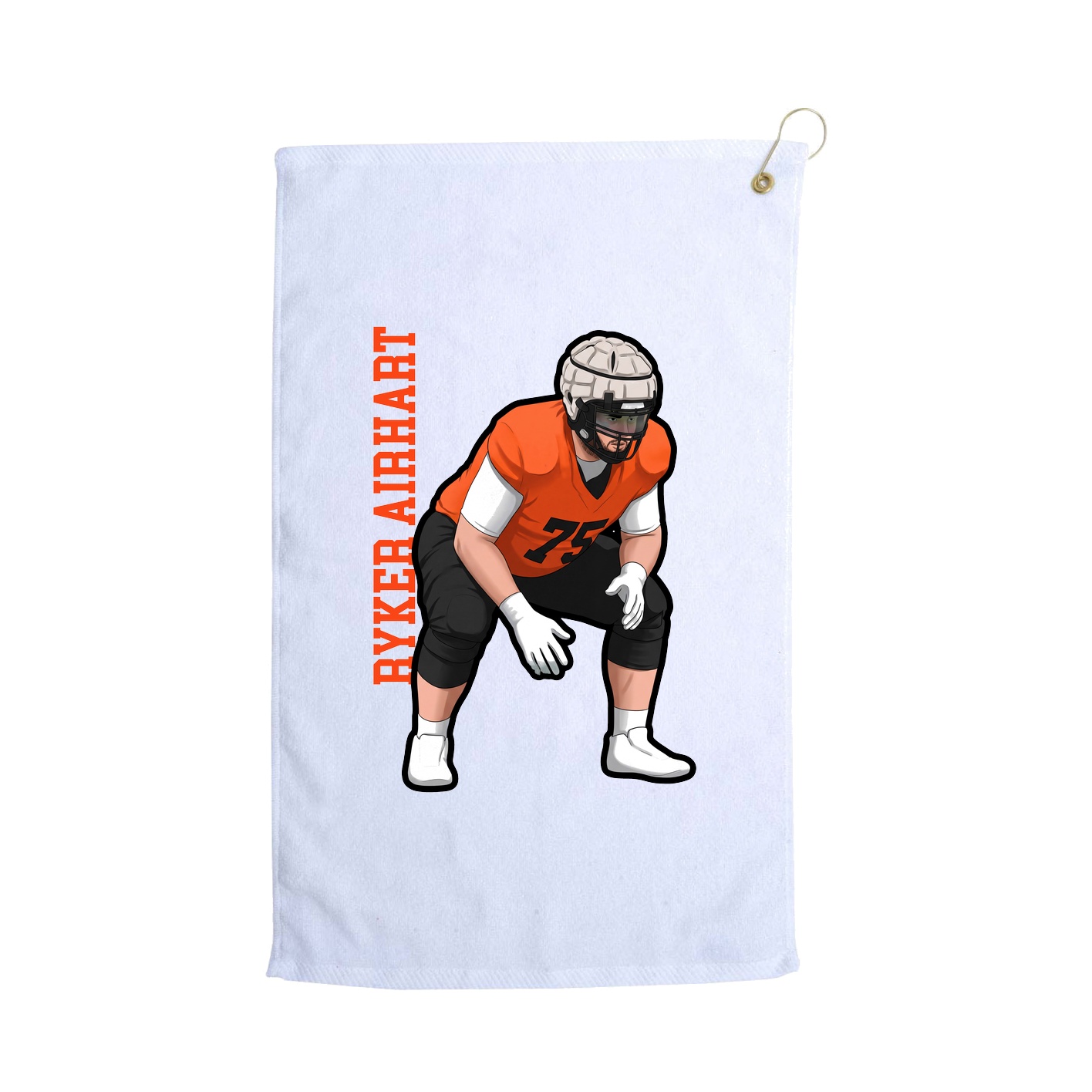 Golf Towel — Name Vertical in White