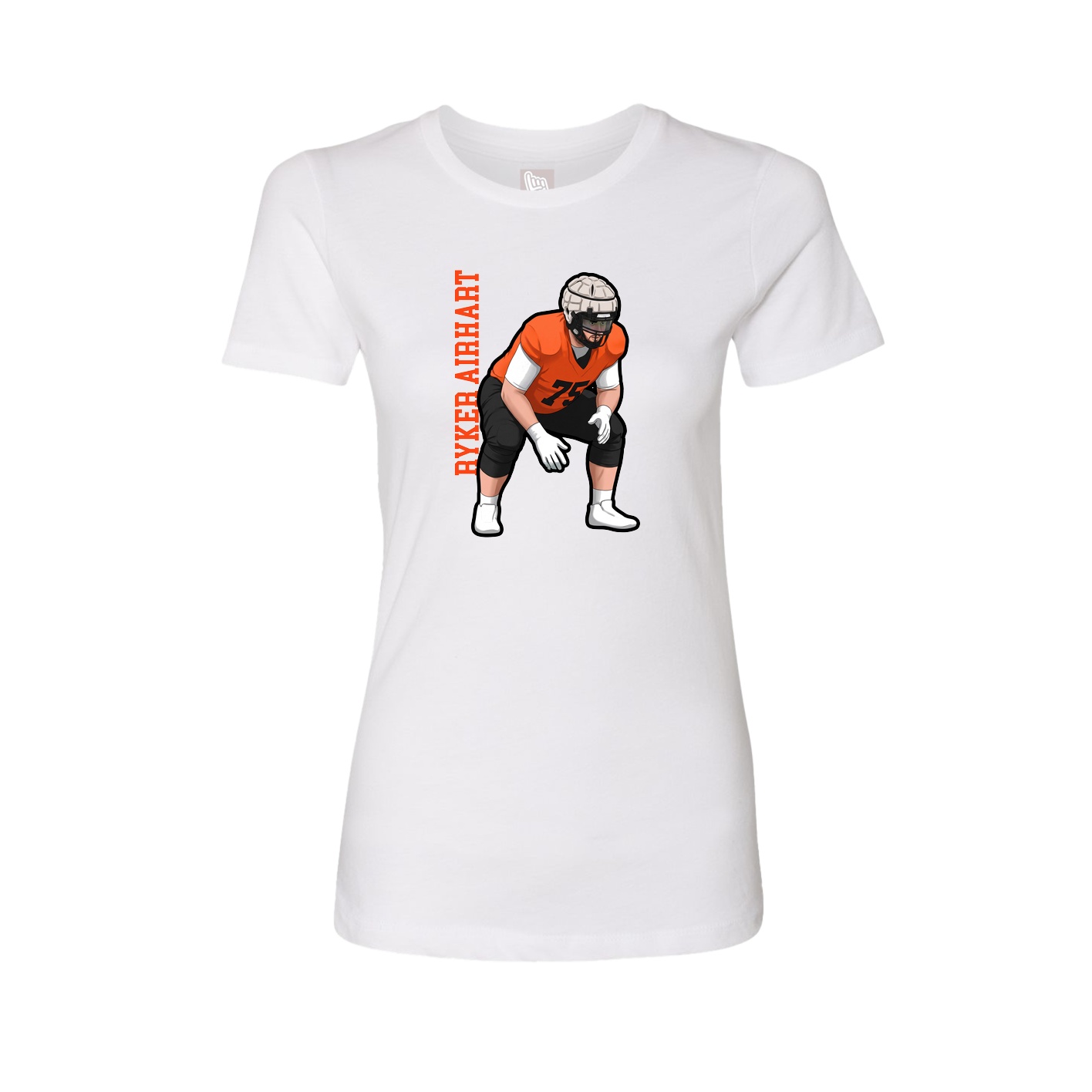 Fitted Women's Tee — Name Vertical in White