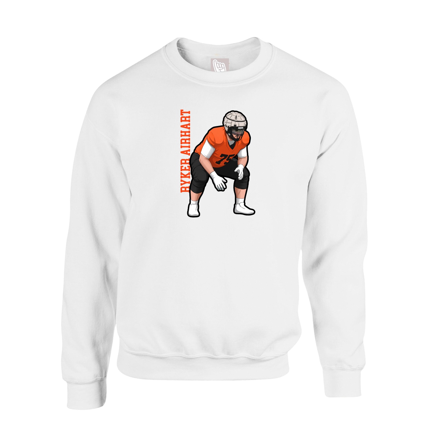 Fleece Crew — Name Vertical in White