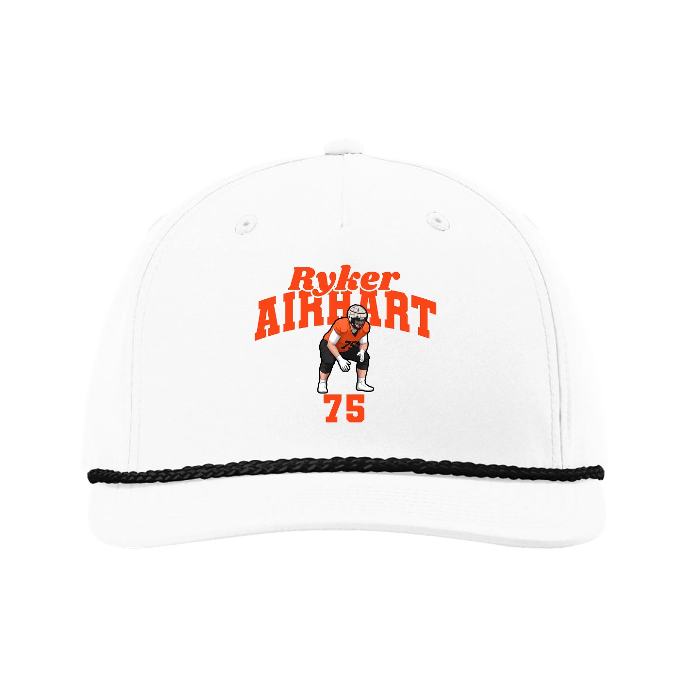 Five-Panel Classic Rope Cap — Signature Arch in White