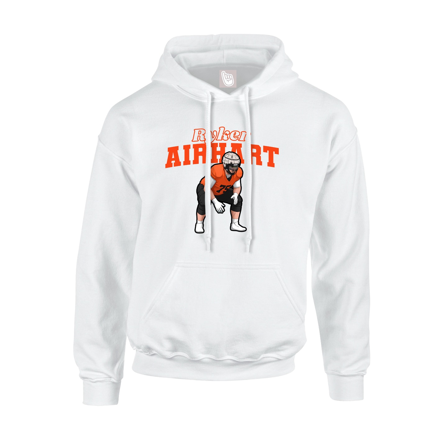 Youth Hoodie — Name Arch in White