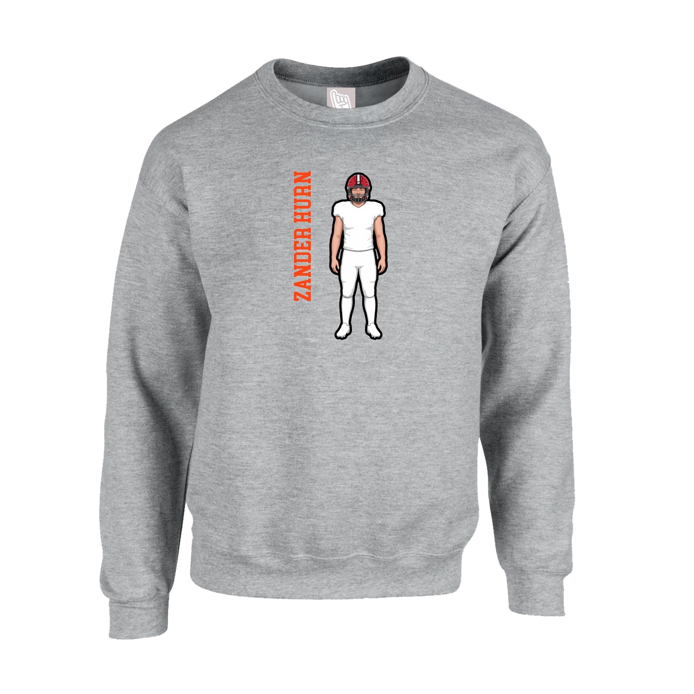 Fleece Crew — Name Vertical in Grey