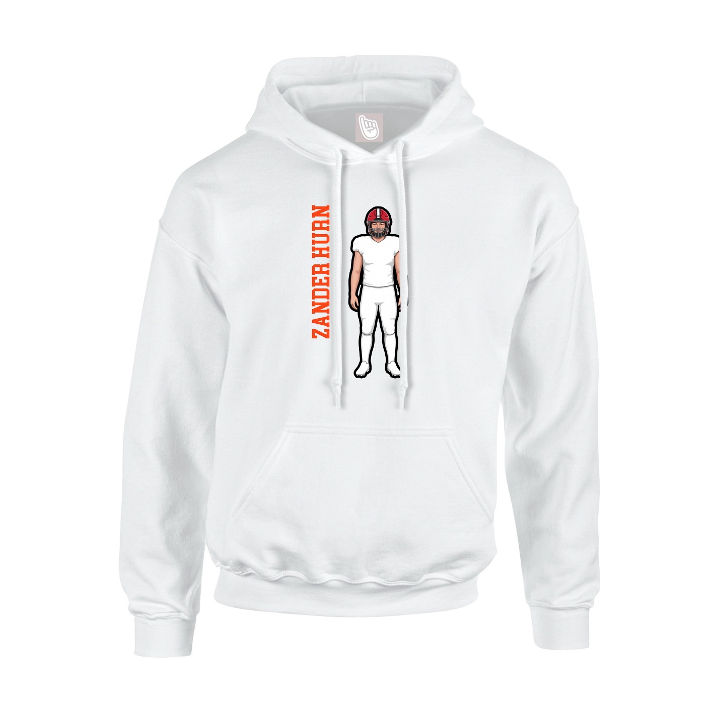 Youth Hoodie — Name Vertical in White