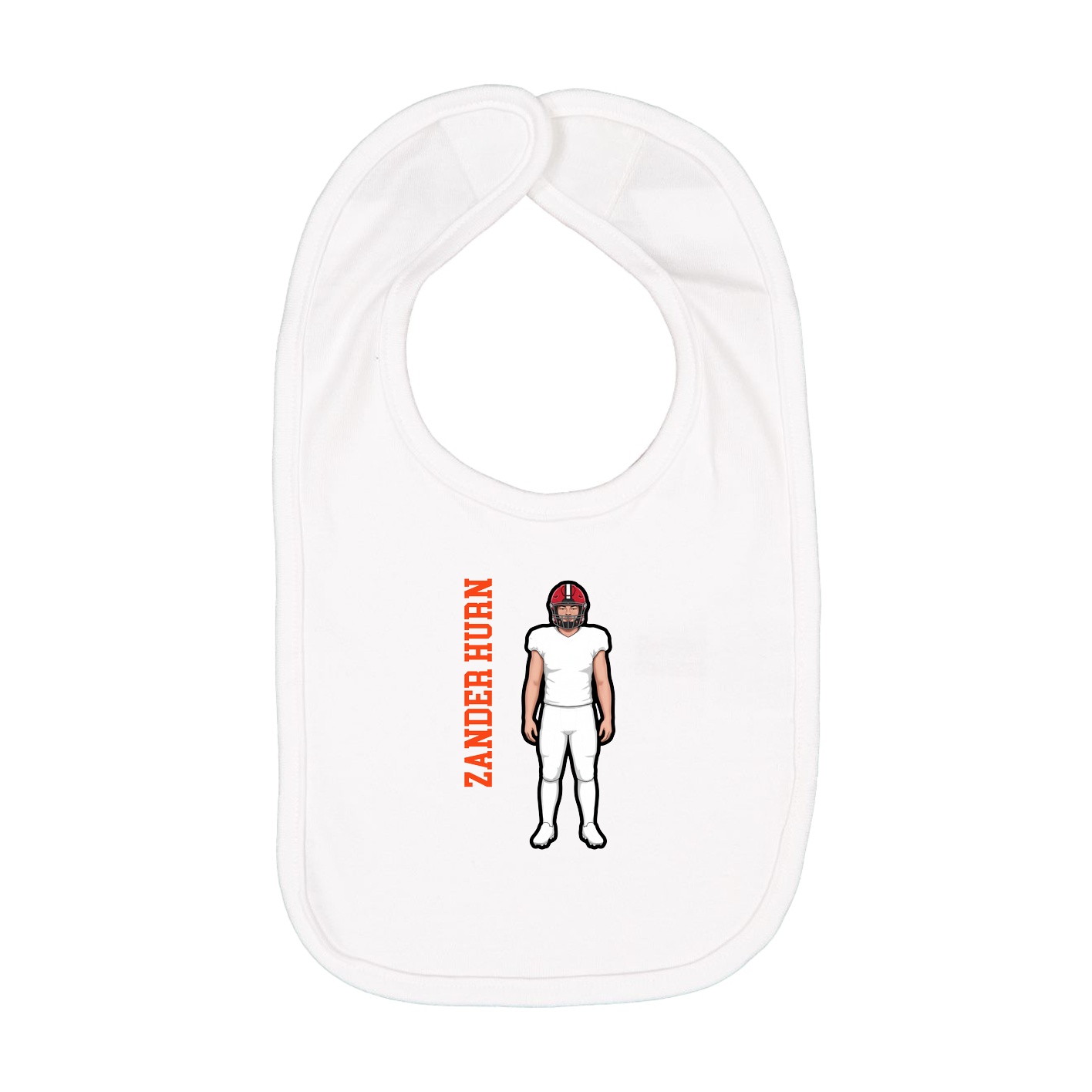 Infant Bib — Name Vertical in White