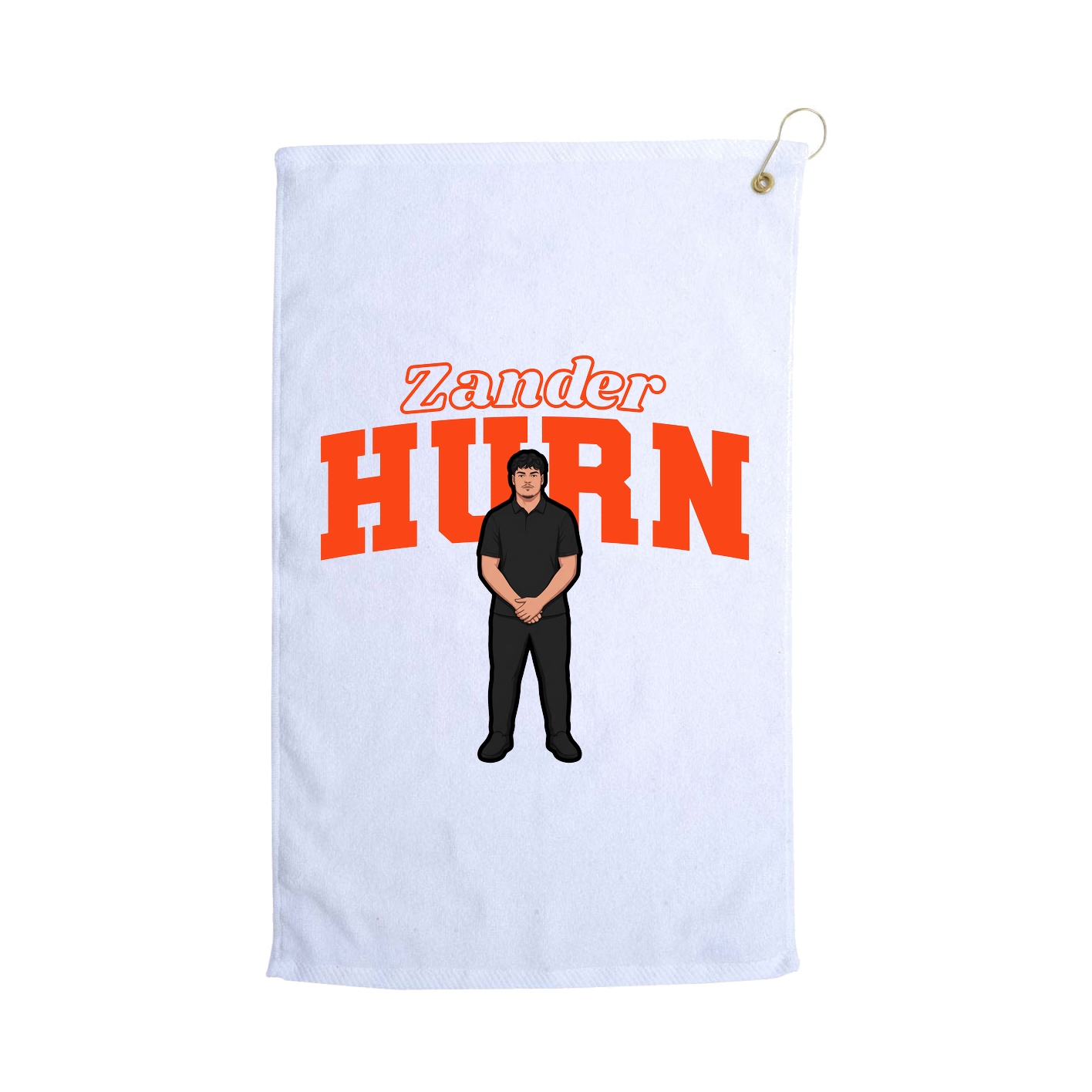 Golf Towel — Name Arch in White