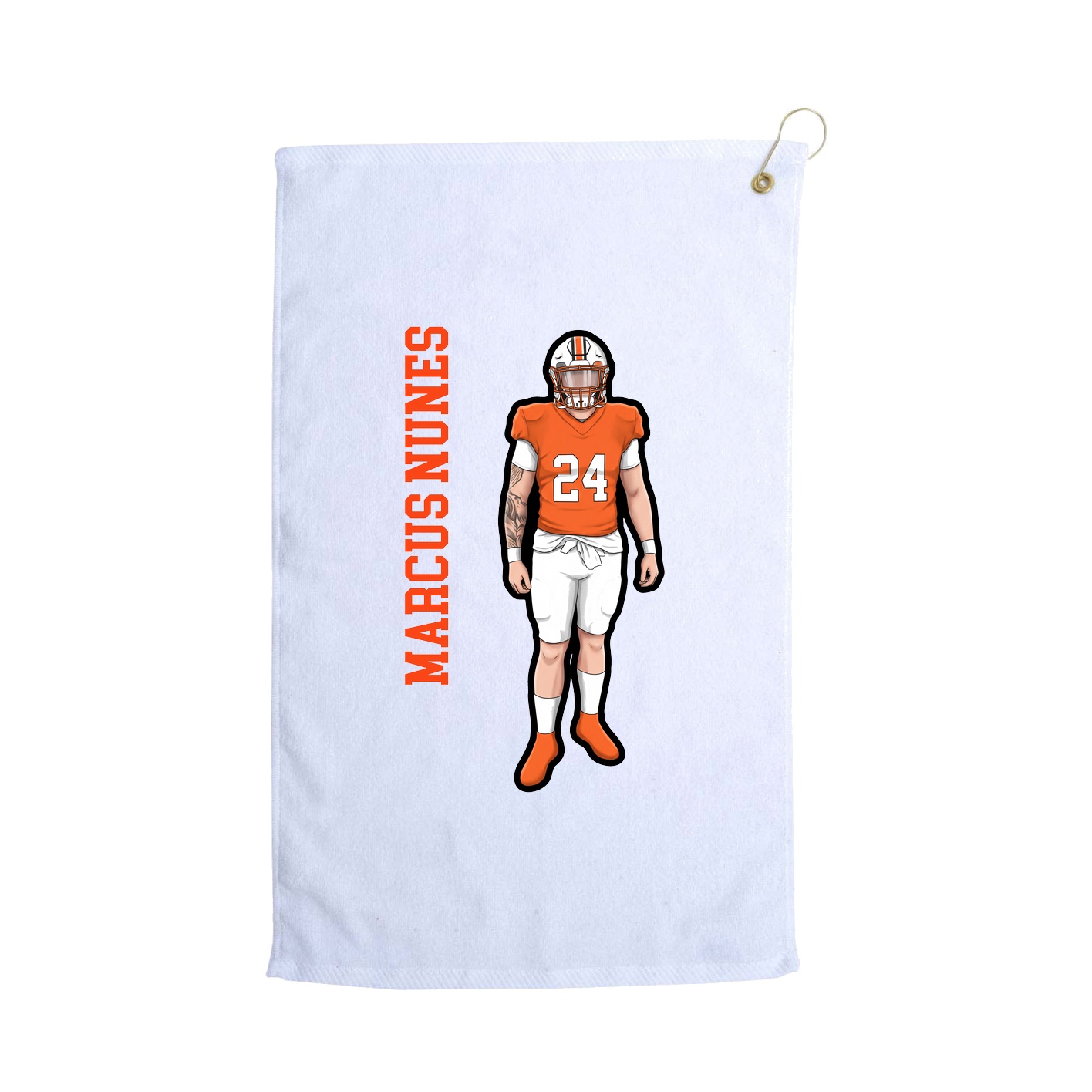 Golf Towel — Name Vertical in White