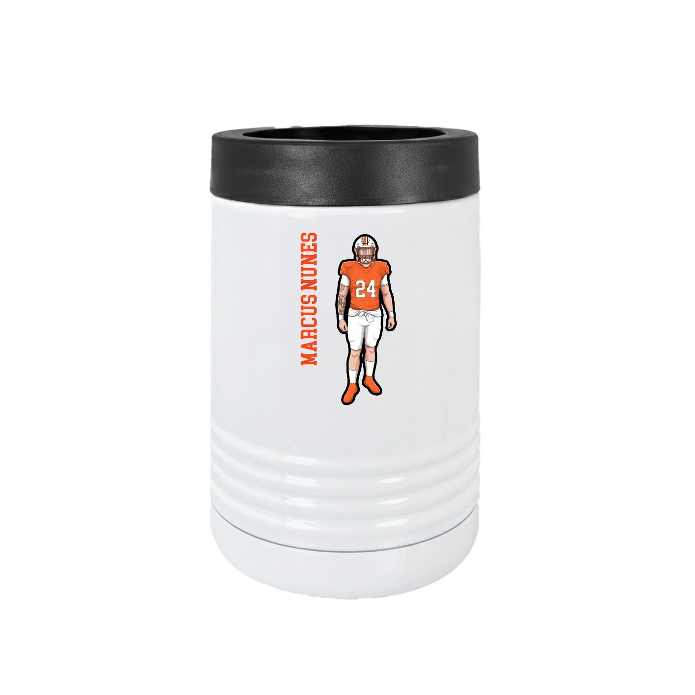 Beverage Holder — Name Vertical in White